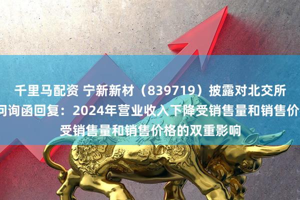 千里马配资 宁新新材（839719）披露对北交所2024年年报问询函回复：2024年营业收入下降受销售量和销售价格的双重影响