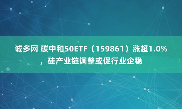 诚多网 碳中和50ETF（159861）涨超1.0%，硅产业链调整或促行业企稳