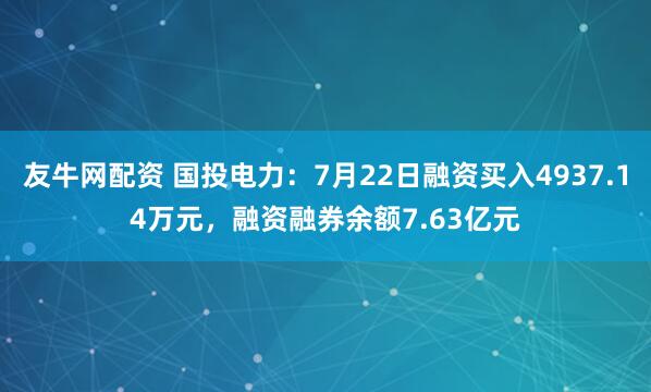 友牛网配资 国投电力：7月22日融资买入4937.14万元，融资融券余额7.63亿元